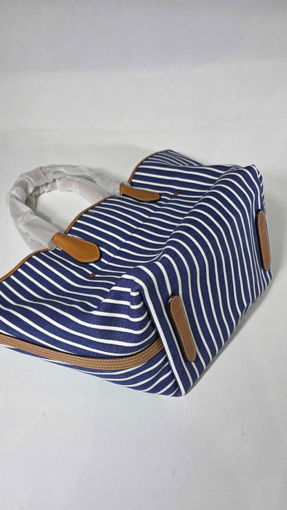 Bellport Striped Canvas Medium Tote Polo Ralph Lauren Size: *