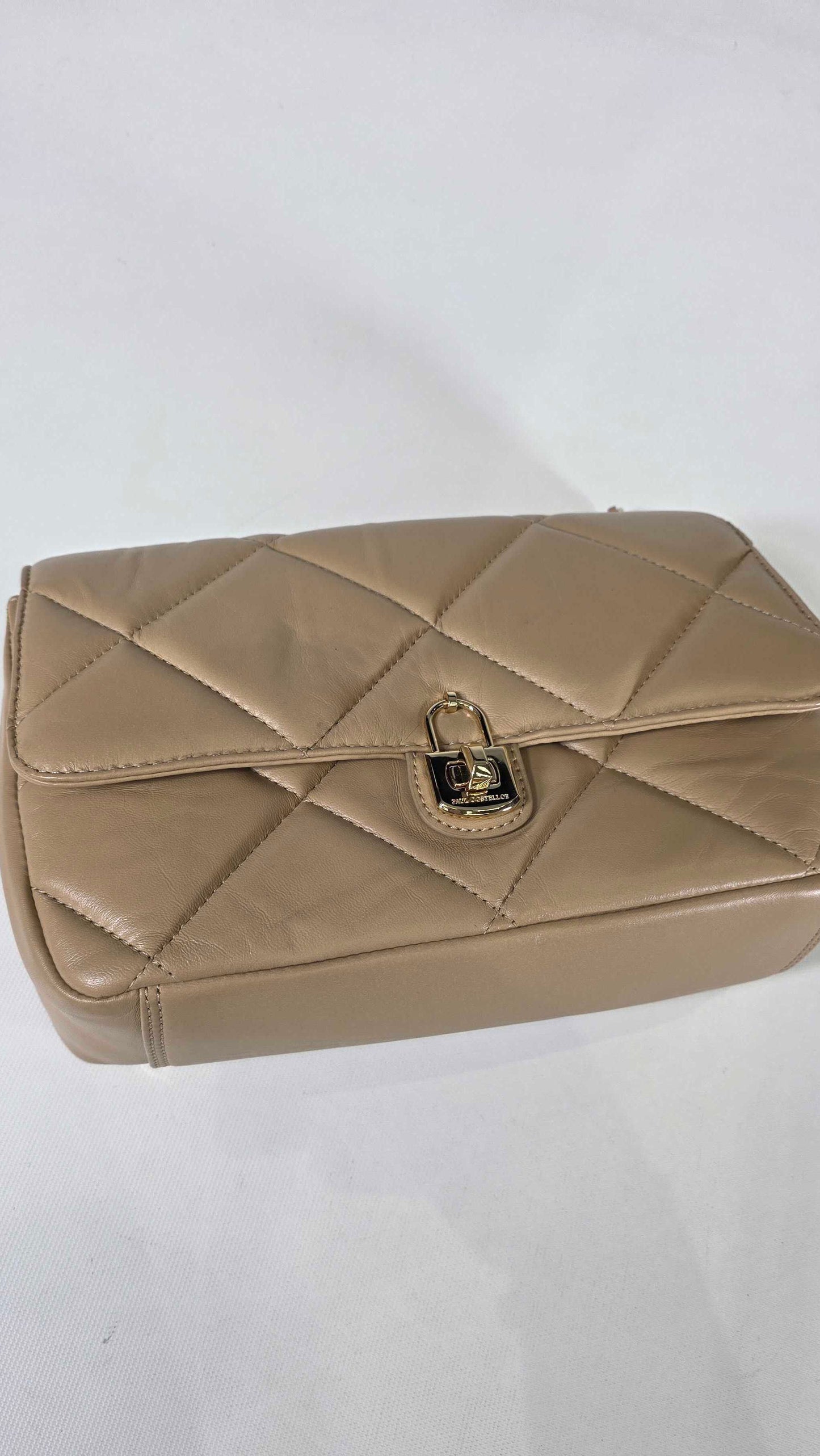 Paul Costelloe Leather Quilted Shoulder Bag In Beige-neutral Size: *