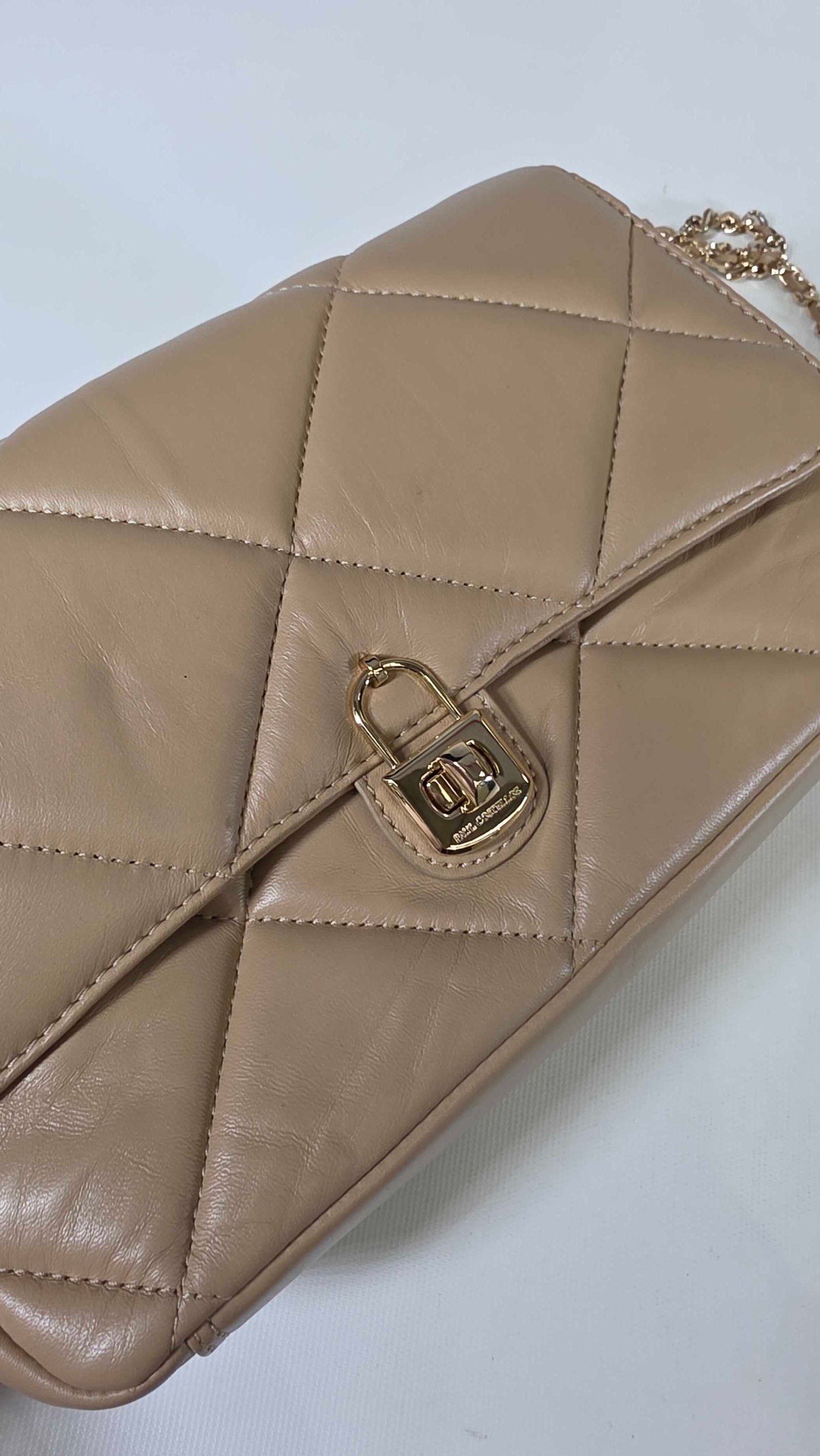Paul Costelloe Leather Quilted Shoulder Bag In Beige-neutral Size: *
