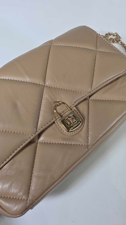 Paul Costelloe Leather Quilted Shoulder Bag In Beige-neutral Size: *