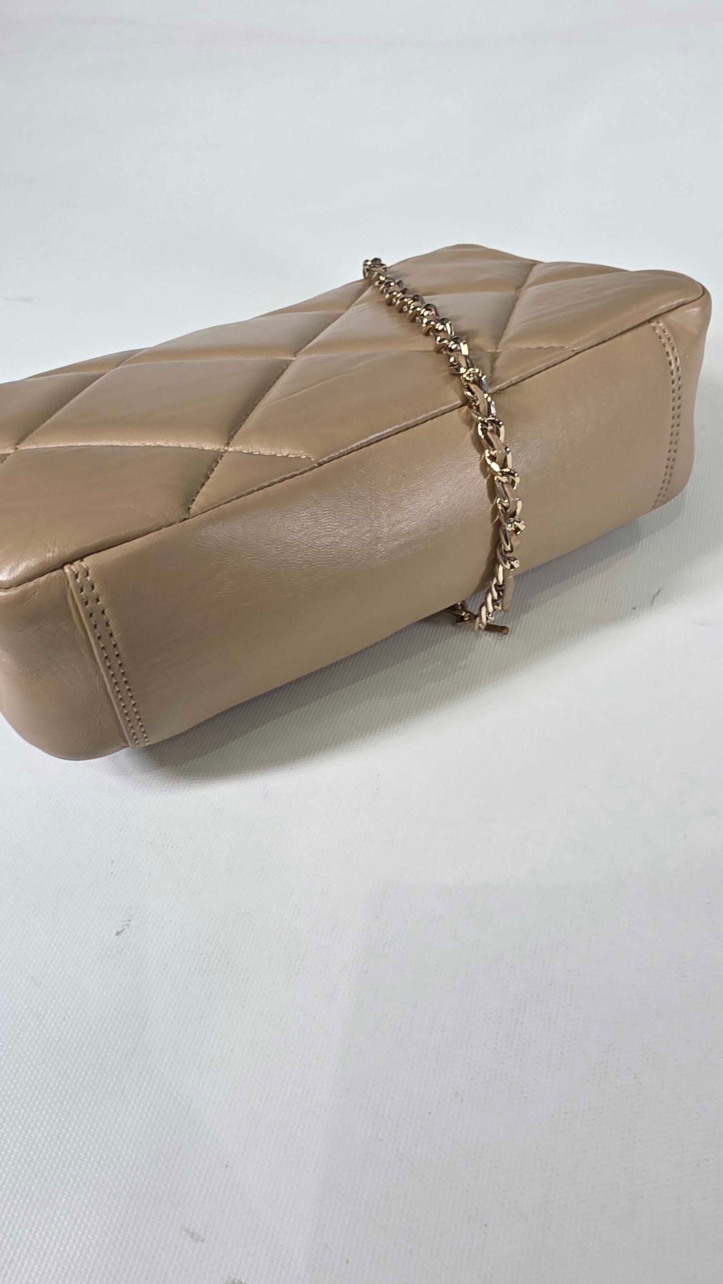Paul Costelloe Leather Quilted Shoulder Bag In Beige-neutral Size: *