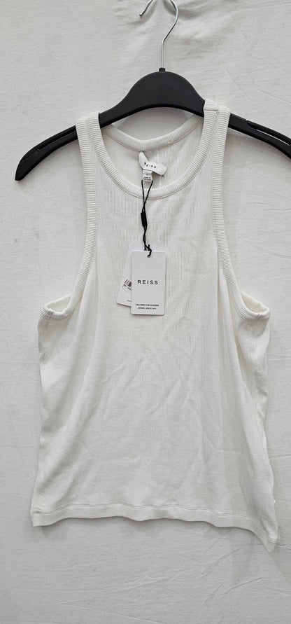 Reiss - White Taloulah Linen Vest Top - White Size: L