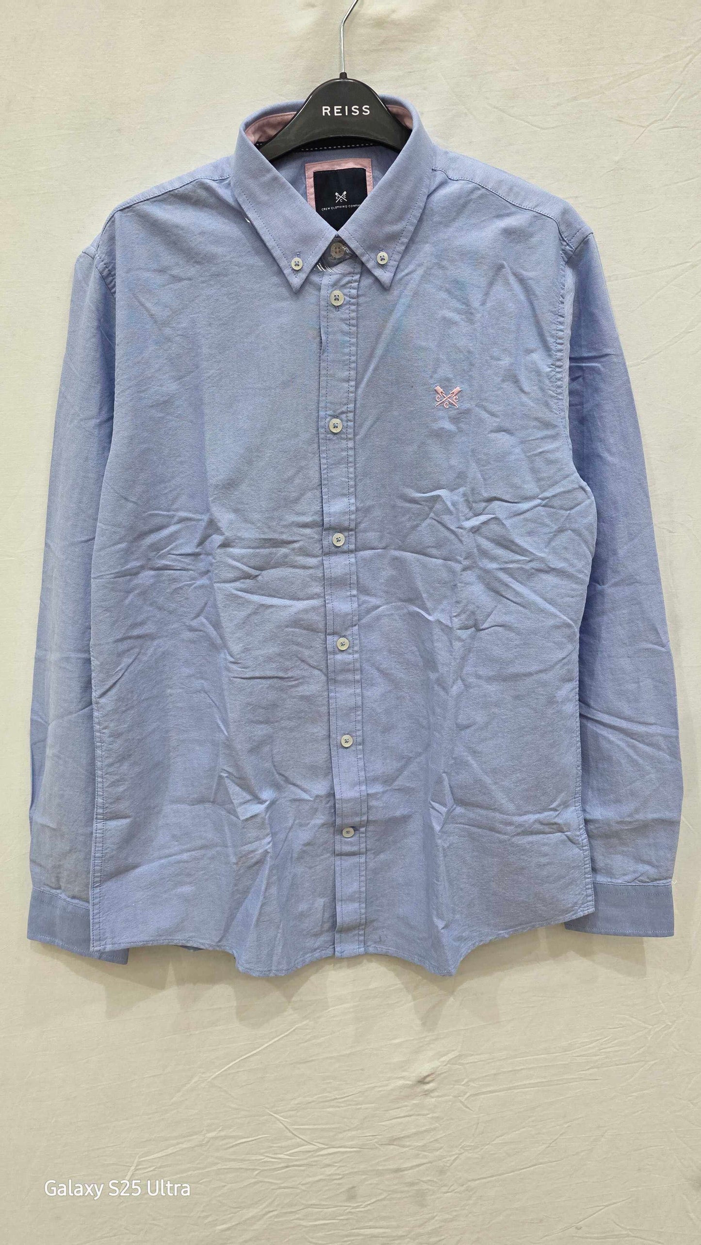 Crew Clothing - Blue Oxford Cotton Slim Shirt Size: Medium