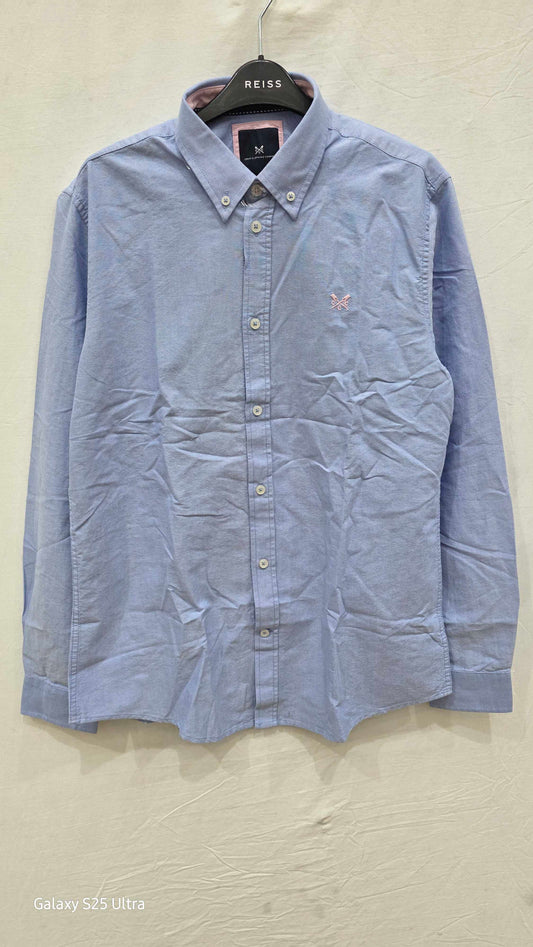 Crew Clothing - Blue Oxford Cotton Slim Shirt Size: Medium