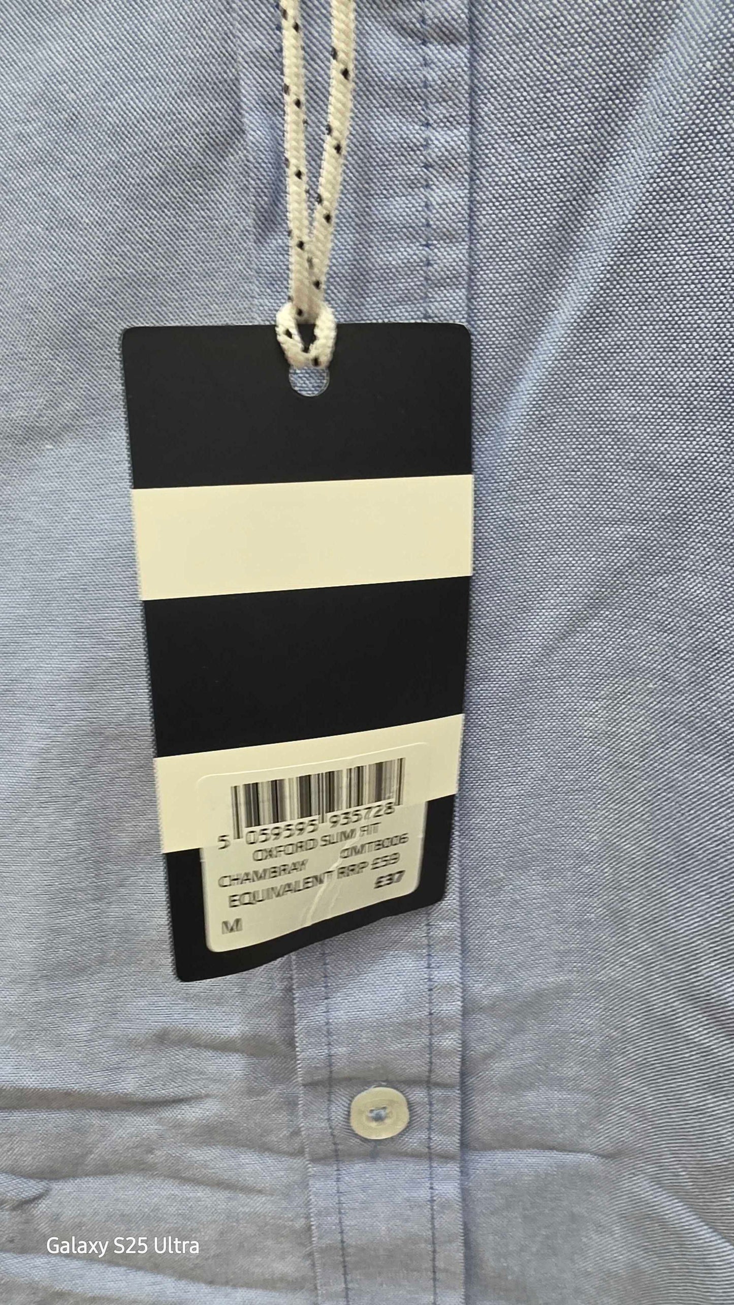 Crew Clothing - Blue Oxford Cotton Slim Shirt Size: Medium