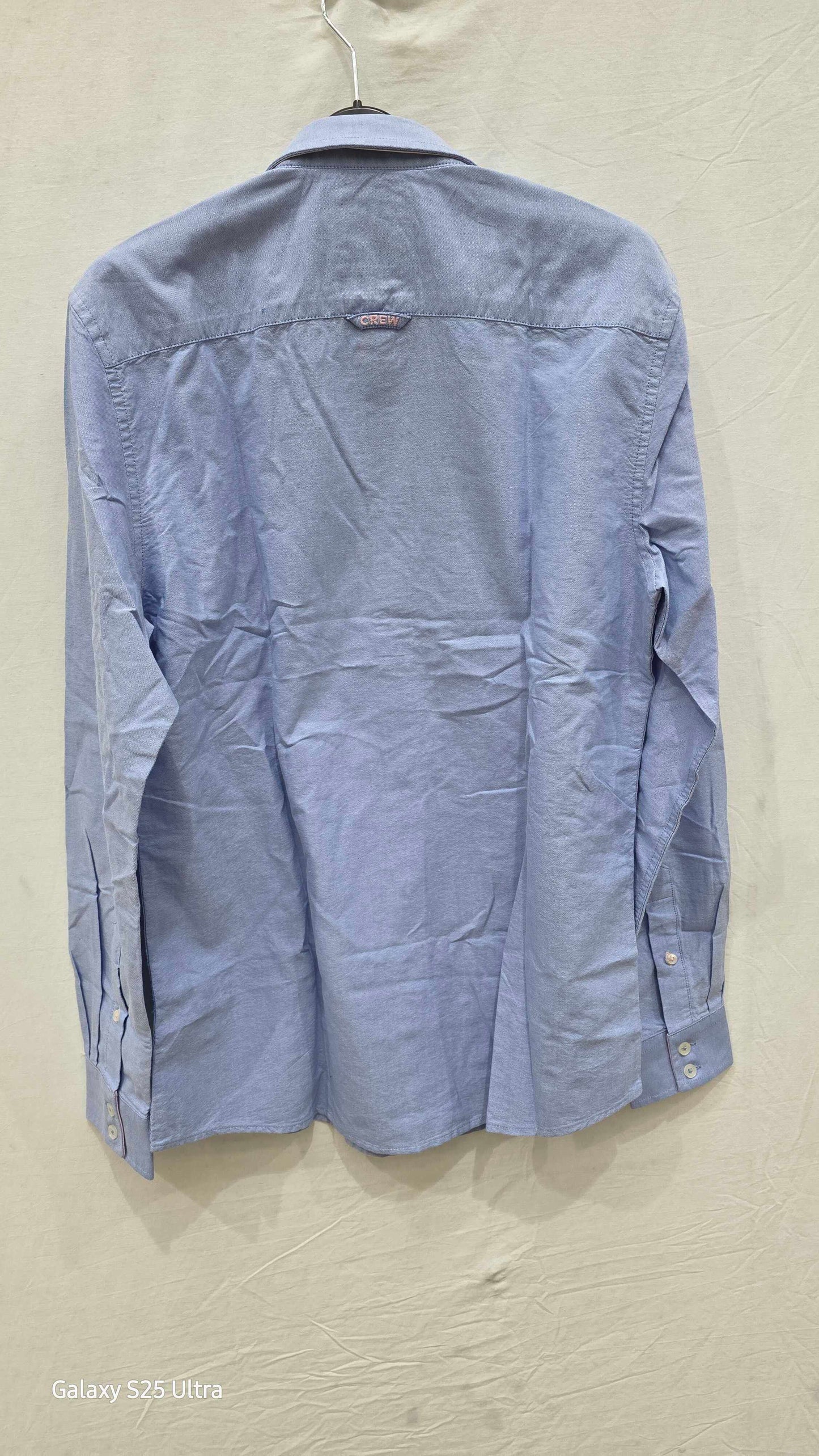 Crew Clothing - Blue Oxford Cotton Slim Shirt Size: Medium