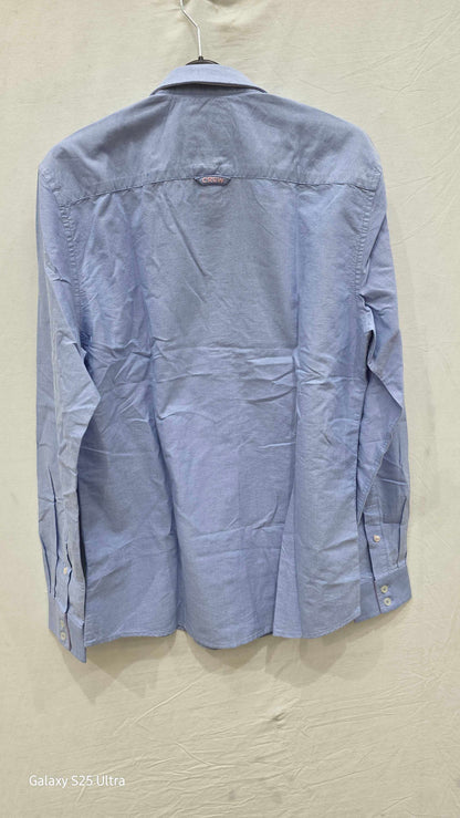 Crew Clothing - Blue Oxford Cotton Slim Shirt Size: Medium