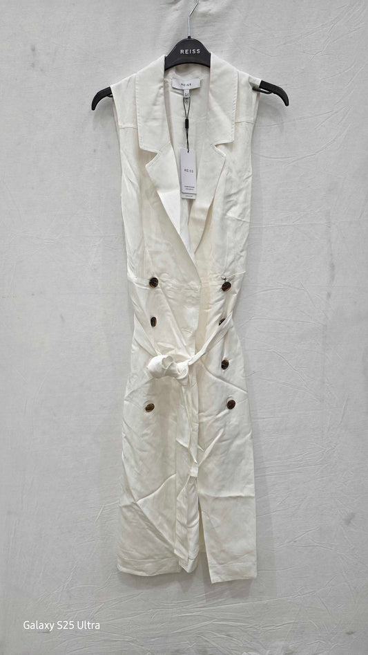 Reiss - Ivory Mariah Structured Linen Dress Size: Uk 6