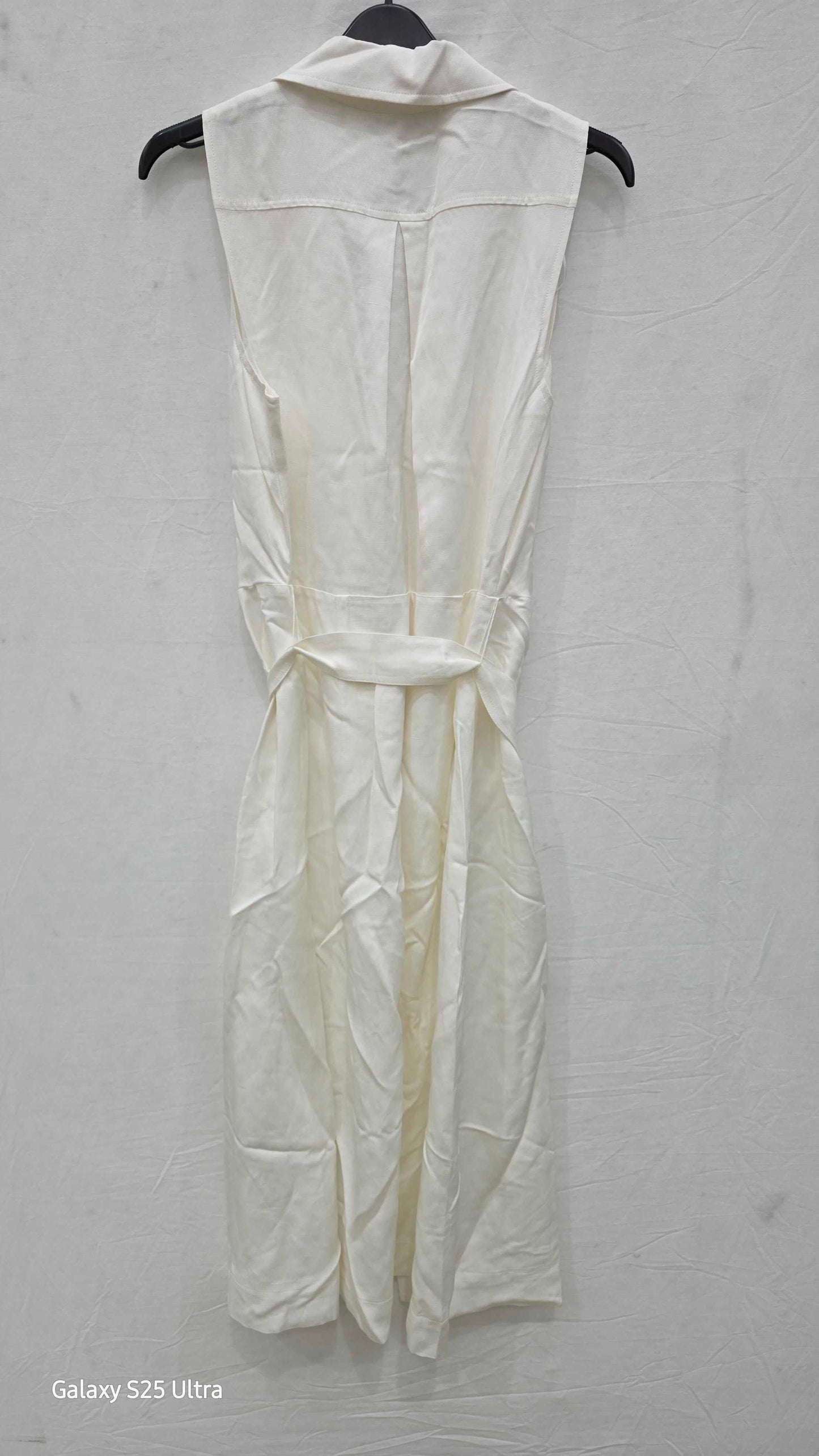 Reiss - Ivory Mariah Structured Linen Dress Size: Uk 6