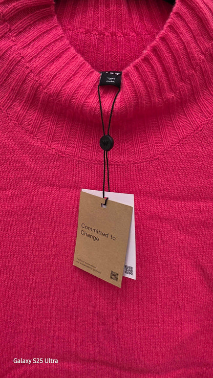 Whistles - Pink Double Trim Funnel Neck Wool Jumper Size: Large