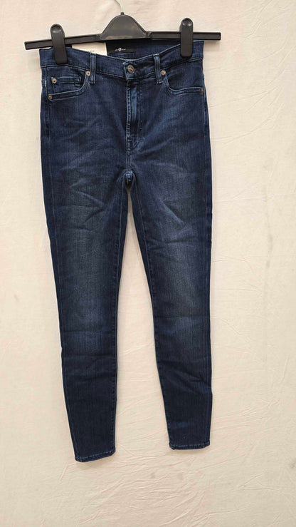 7 For All Mankind - Dark Blue High Waisted Skinny Stretch Jeans Size: 27