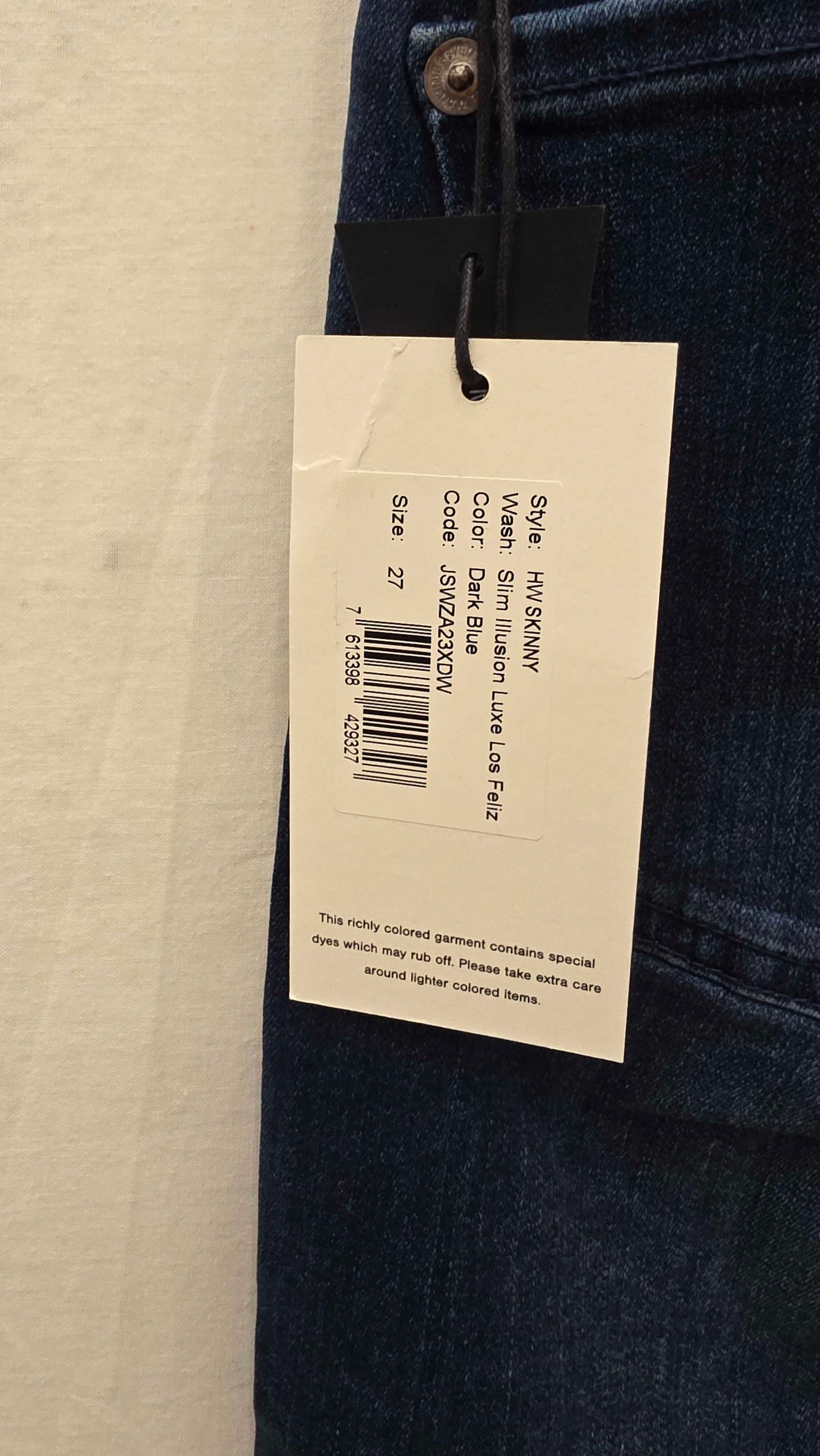 7 For All Mankind - Dark Blue High Waisted Skinny Stretch Jeans Size: 27