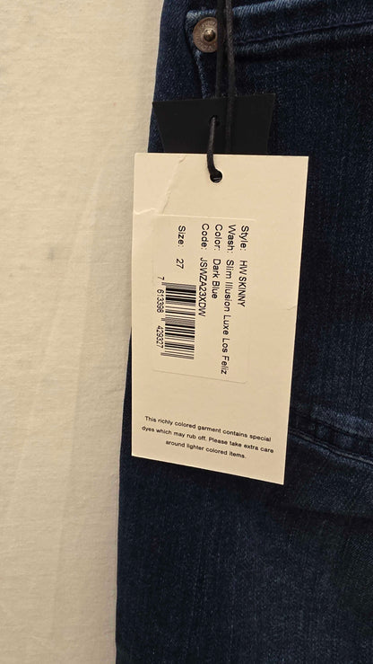 7 For All Mankind - Dark Blue High Waisted Skinny Stretch Jeans Size: 27
