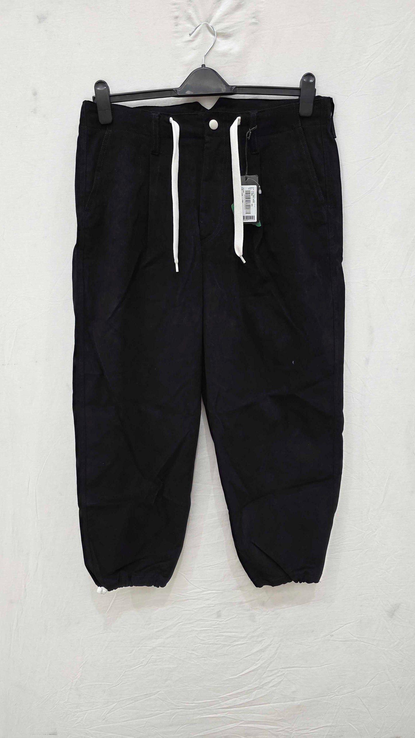 Emporio Armani - Navy Drawstring Cotton Blend Trousers Size: 32