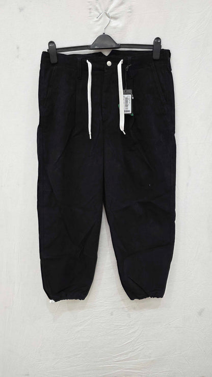 Emporio Armani - Navy Drawstring Cotton Blend Trousers Size: 32