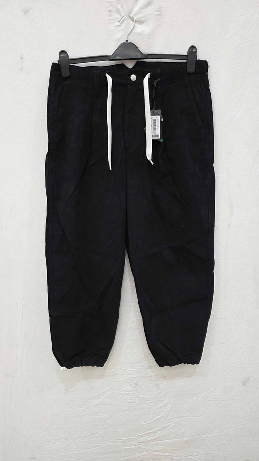 Emporio Armani - Navy Drawstring Cotton Blend Trousers Size: 32