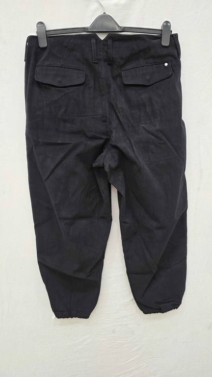 Emporio Armani - Navy Drawstring Cotton Blend Trousers Size: 32