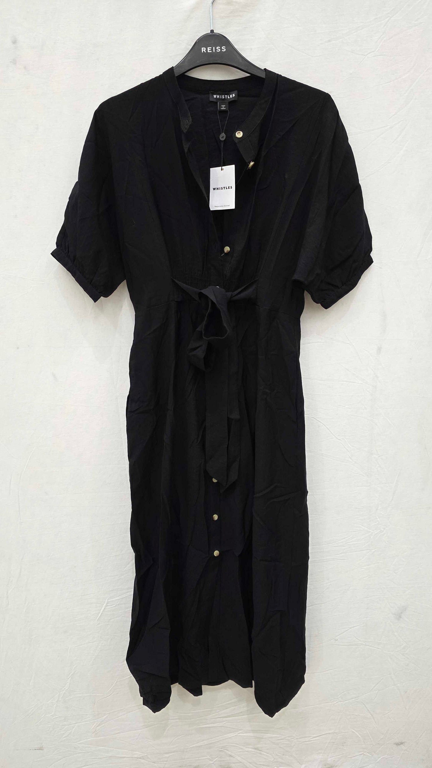 Whistles - Black Amber Midi Dress Size: Uk 8