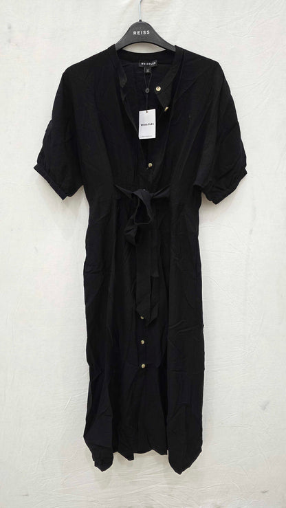 Whistles - Black Amber Midi Dress Size: Uk 8