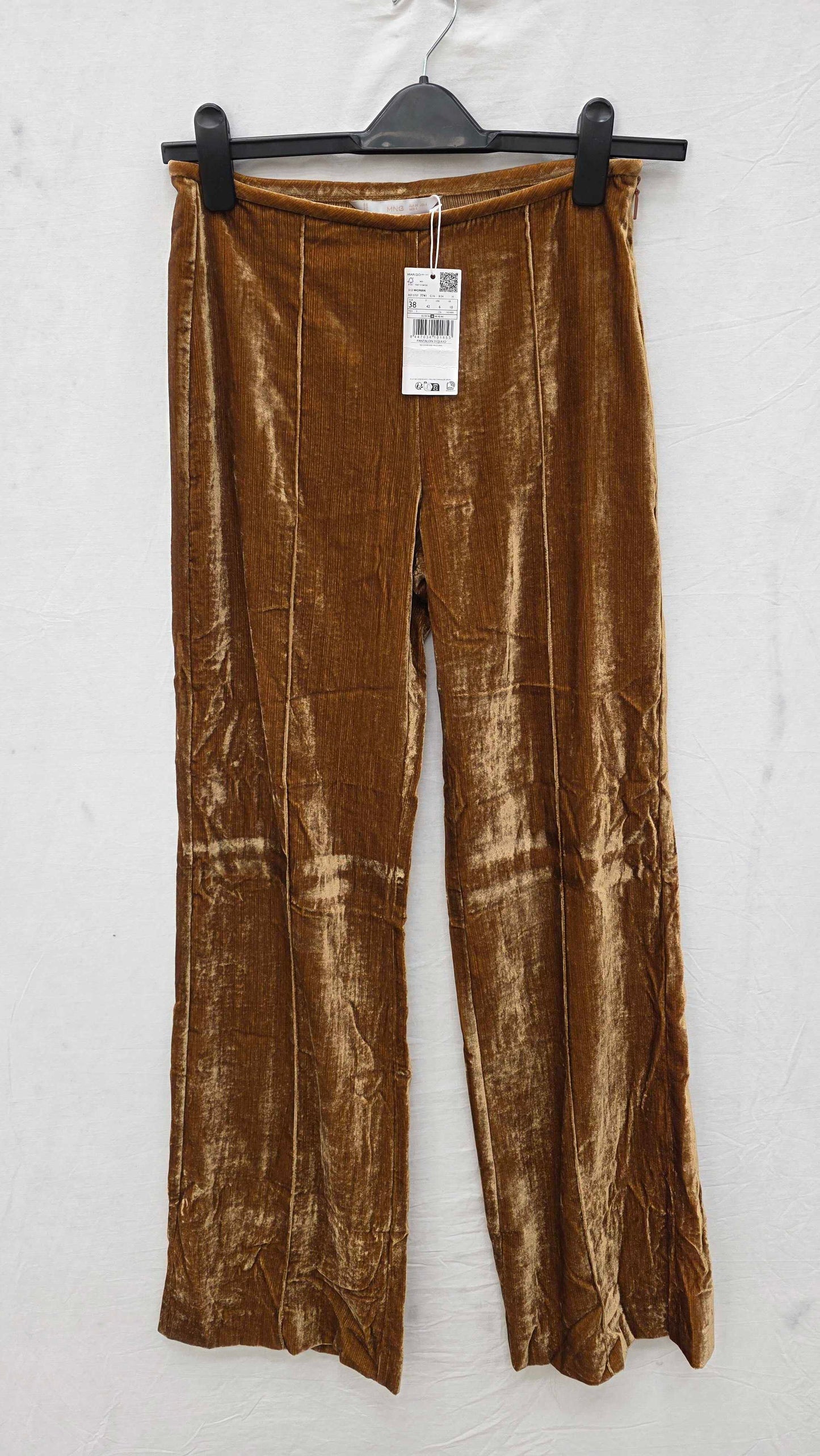 Mango - Ochre Velvet Trousers Size: Uk 10