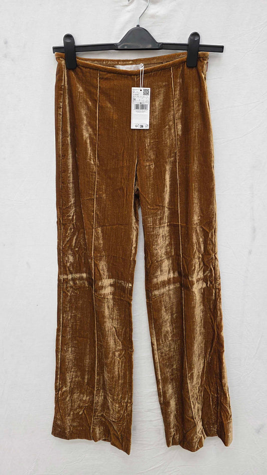 Mango - Ochre Velvet Trousers Size: Uk 10