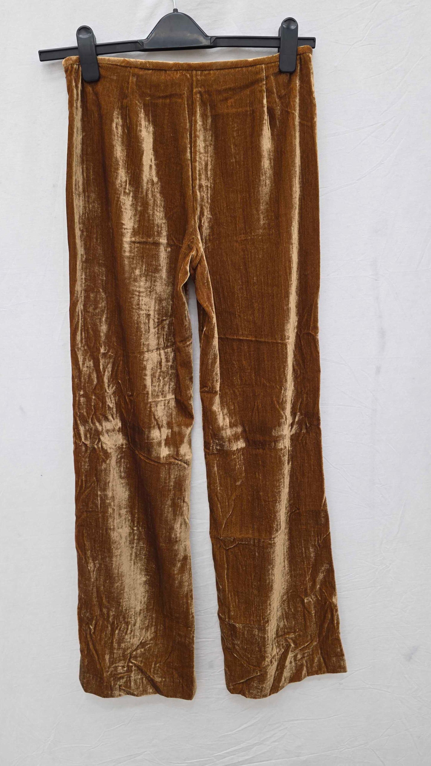 Mango - Ochre Velvet Trousers Size: Uk 10