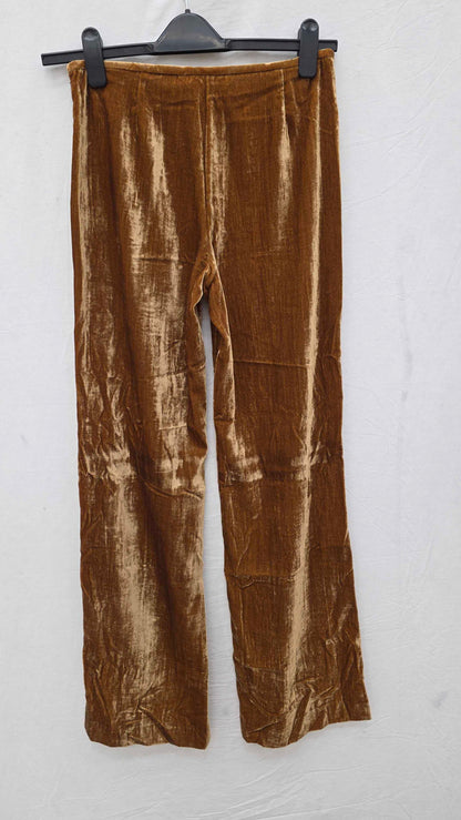 Mango - Ochre Velvet Trousers Size: Uk 10
