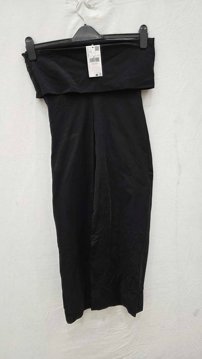 Mango - Black Bandeau Foldover Midi Dress Size: Medium