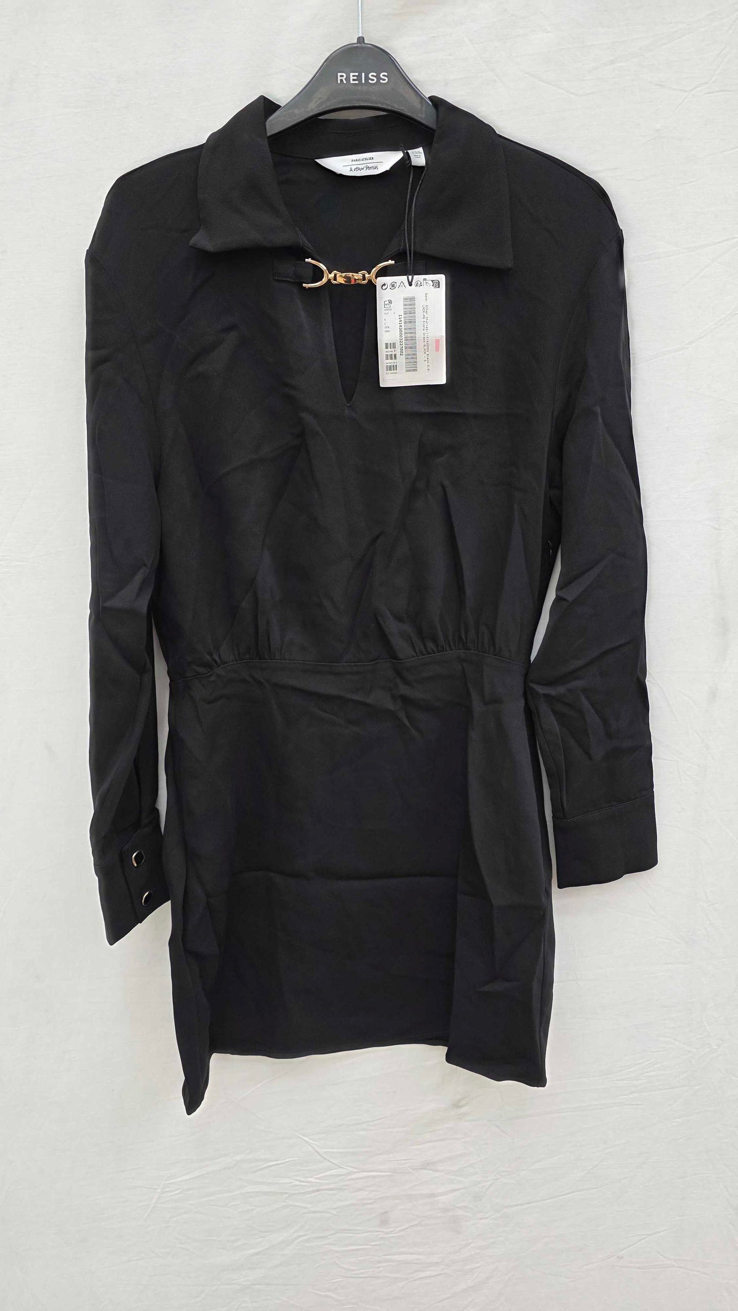 & Other Stories Black Straight Mini Dress Size: Uk 6