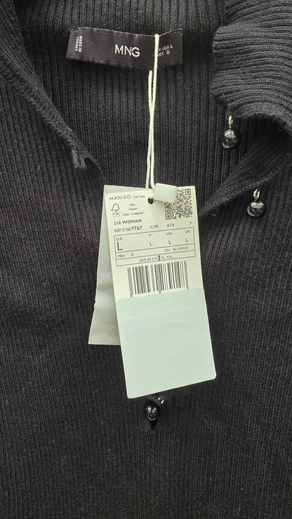 Mango Black-black Ribbed Jumper Size: Large