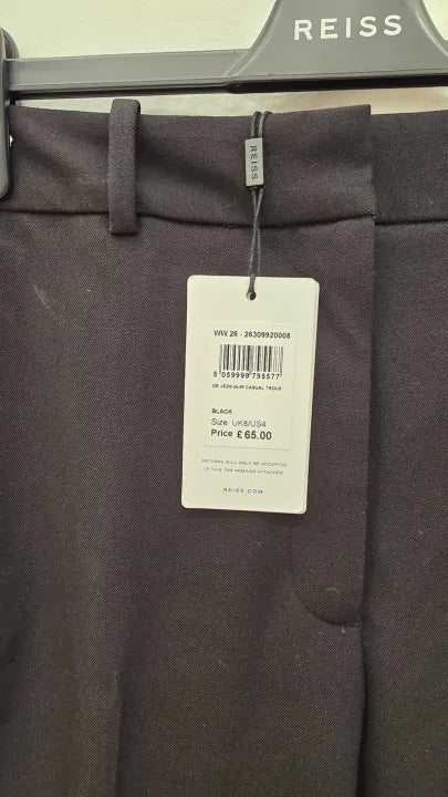 Reiss - Black Jess Slim Leg Trousers Size: Uk 8