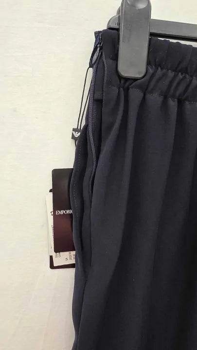 Emporio Armani Navy Wrap Waist Trousers Size: Uk 10