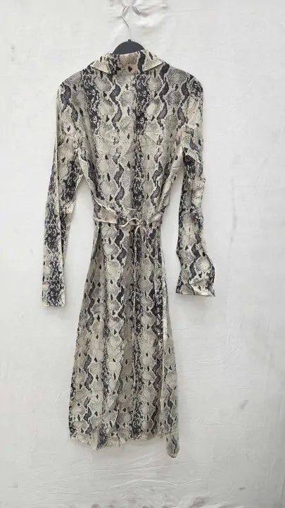 & Other Stories - Cream Snake Wrap Shirt Midi Dress Size: Uk 8