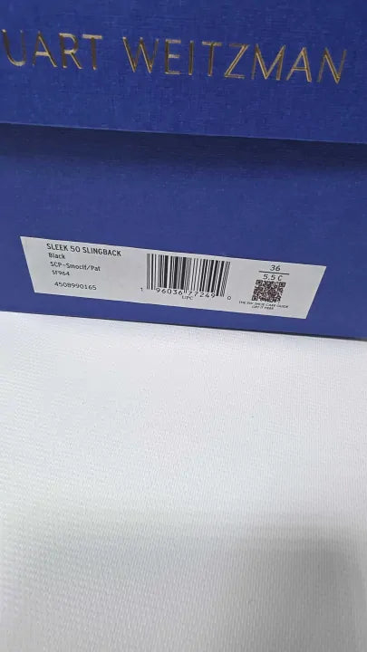 Stuart Weitzman - Black Sleek 50 Slingback Heeled Shoe Size: Uk 3