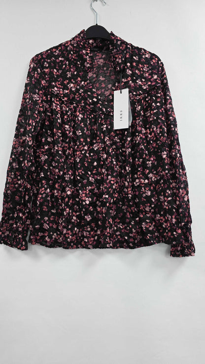 Ikks Loose Ruffle Blouse Textured Size: 38