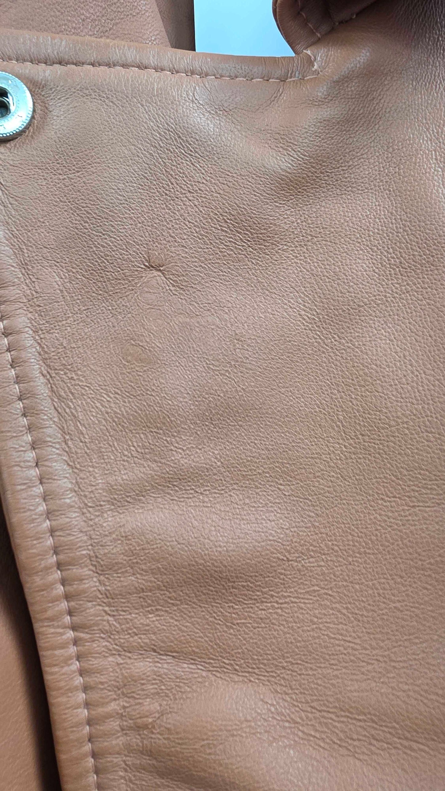 Bolongaro Trevor - Pink Minimal Leather Biker Jacket Size: L