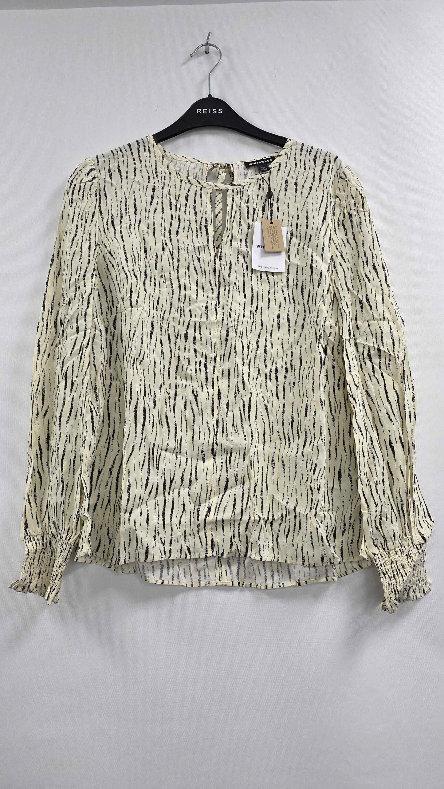 Whistles - Ivory Shibori Stripe Detail Blouse - Cream Size: Uk 10