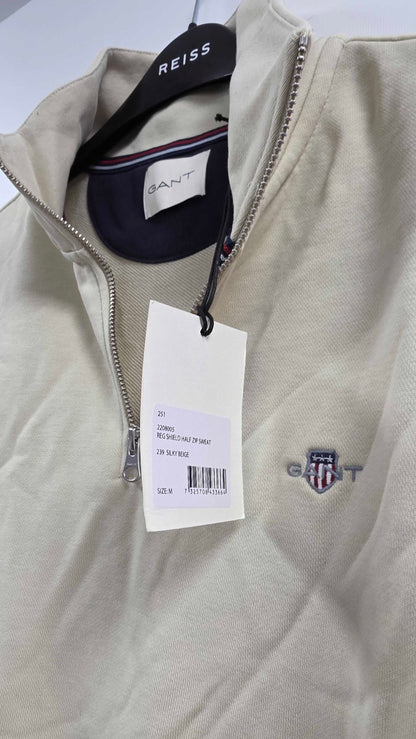 Gant - Beige Shield Half Zip Sweatshirt - Beige Size: M