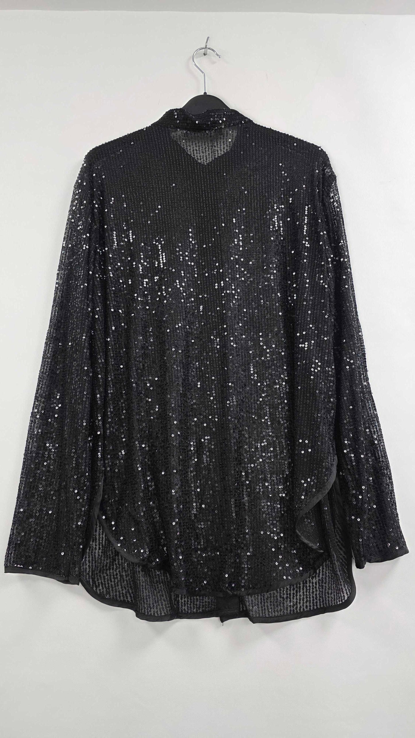 Mango - Black Semi Transparent Sequined Shirt - Black Size: L