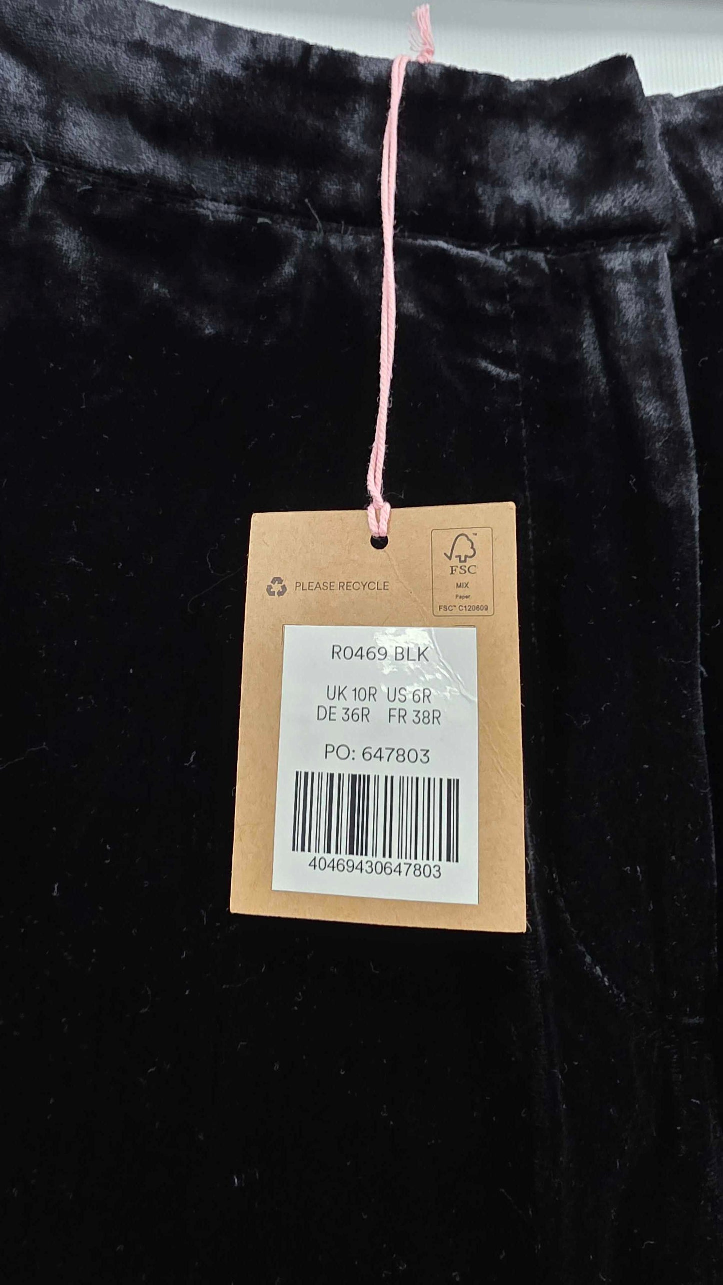 Boden Black Westbourne Velvet Trousers Size: Uk 10