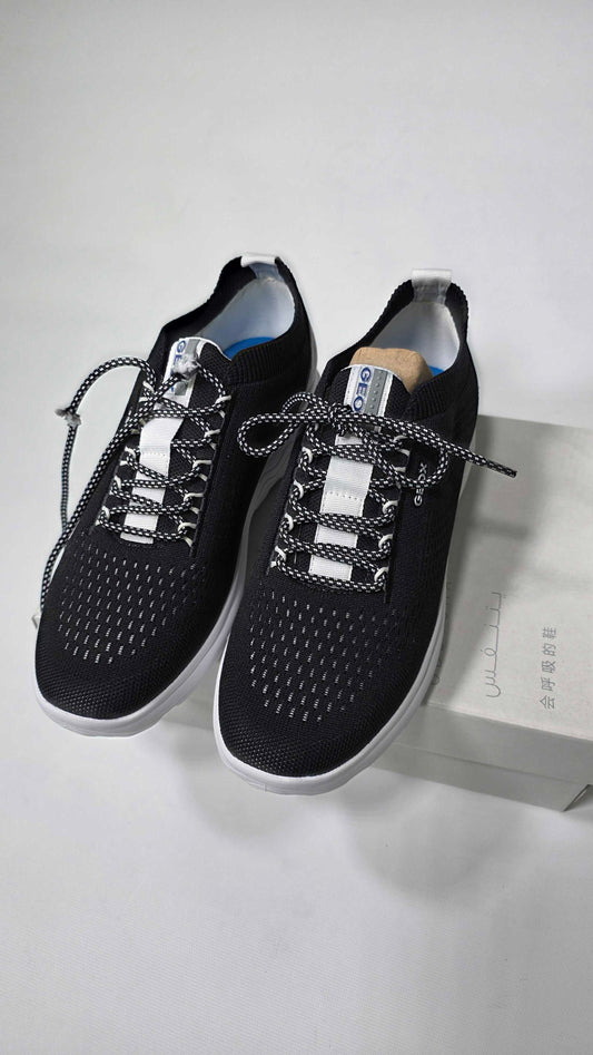 Geox - Black Spherica Textile Trainers - Black Size: Uk 7.5