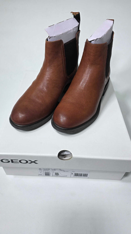 Geox - Women's Brown Leather Catria Ankle Boots - Brown Size: Uk 7