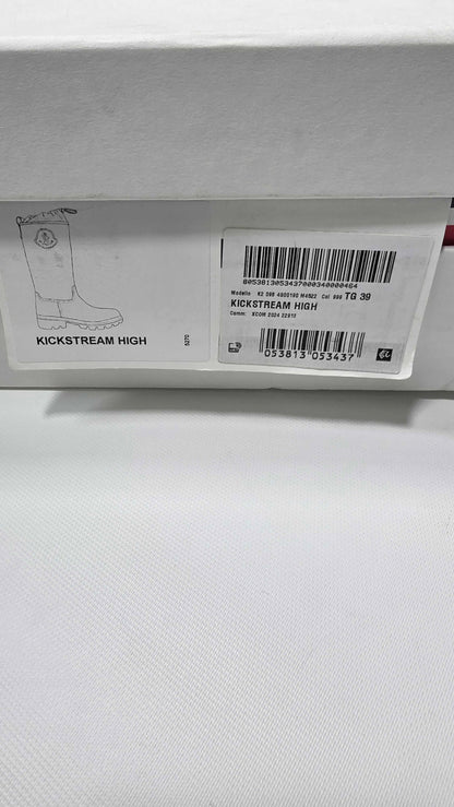 Moncler - Black Kickstream High Leather Rain Boots - Black Size: Uk 6