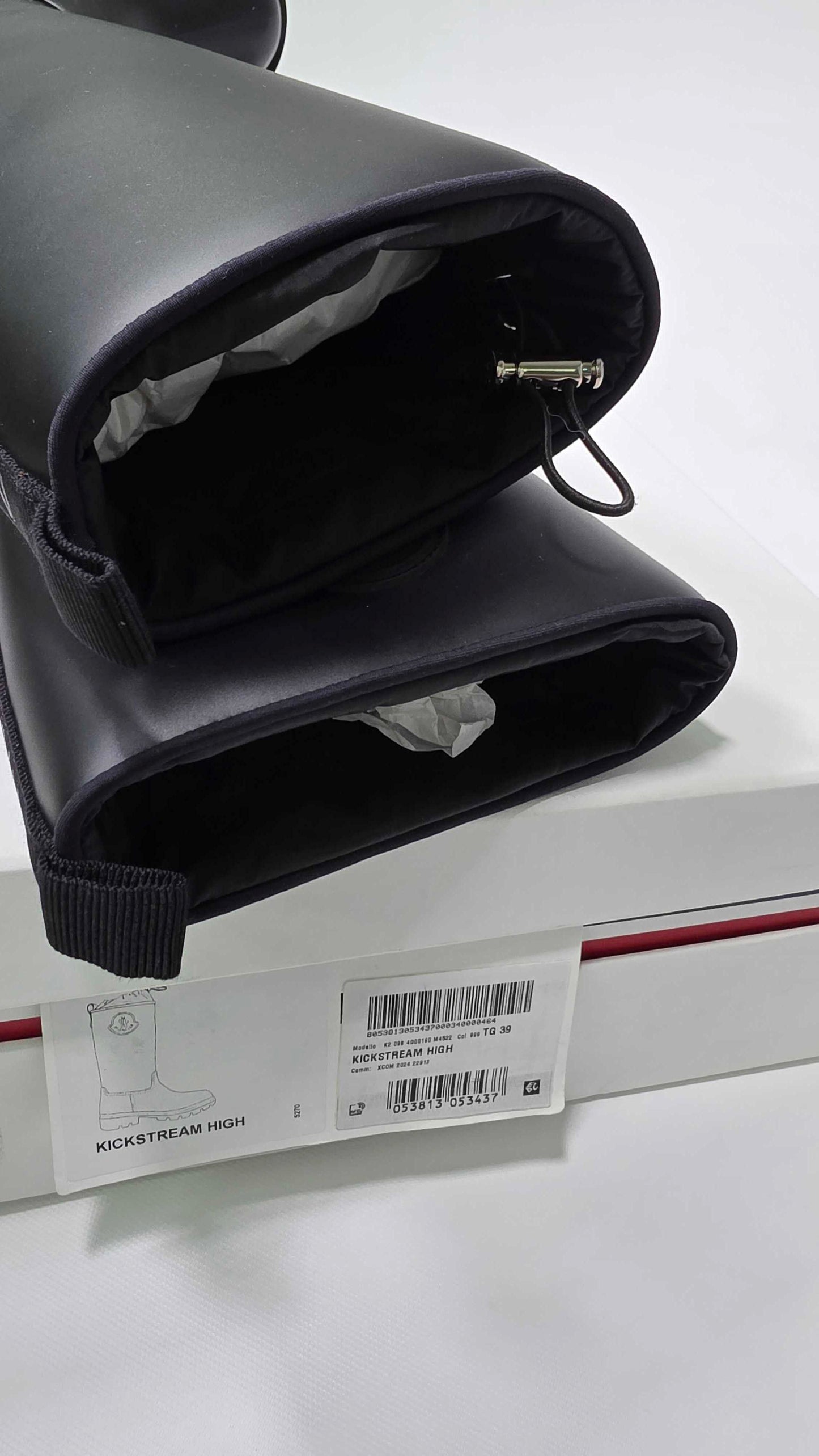 Moncler - Black Kickstream High Leather Rain Boots - Black Size: Uk 6