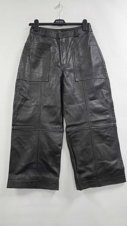 Bolongaro Trevor - Black Annabelle Leather Wide Crop Trousers - Black Size: M