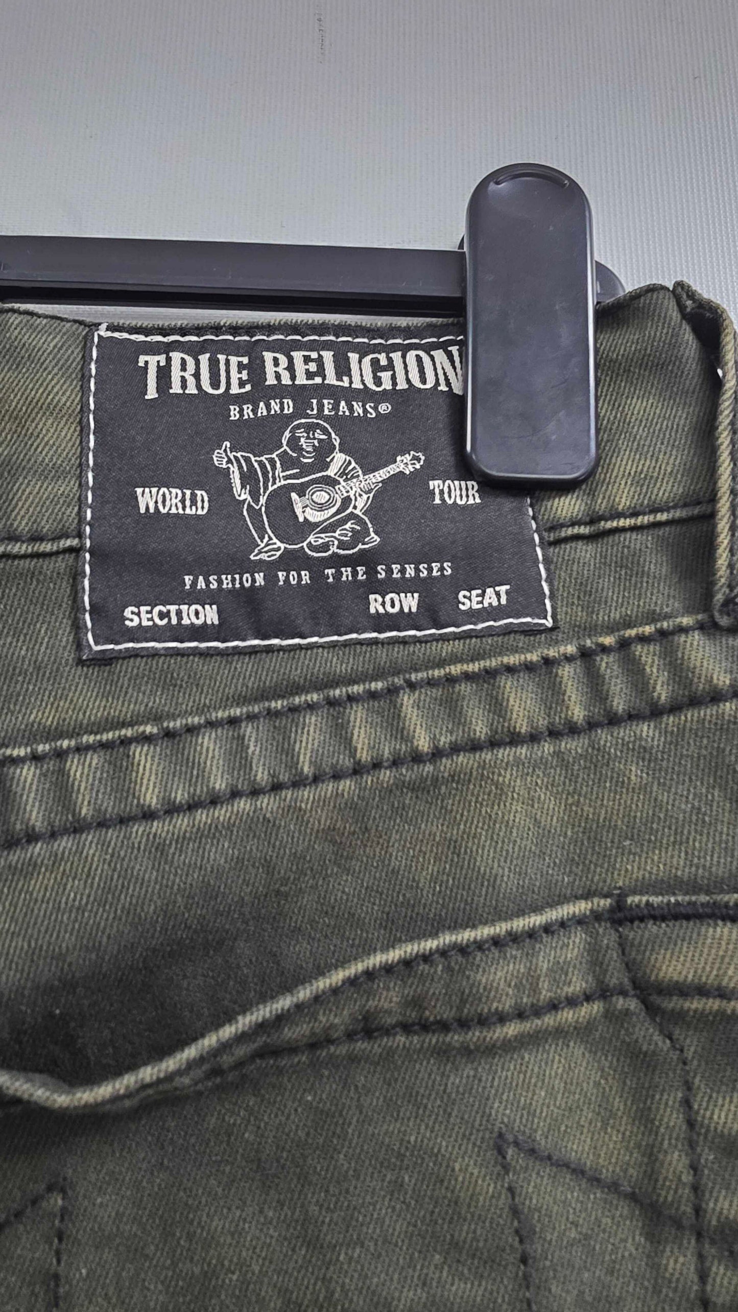 True Religion - Khaki Rocco Slim Fit Stretch Jeans - Green Size: 34