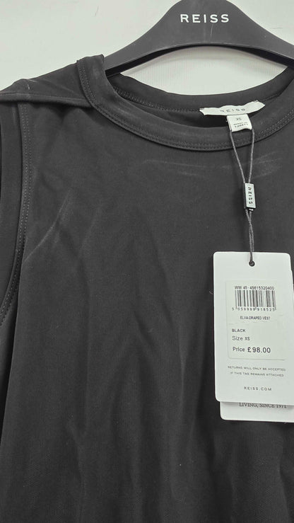 Reiss - Black Draped Layered Top - Black Size: Xs