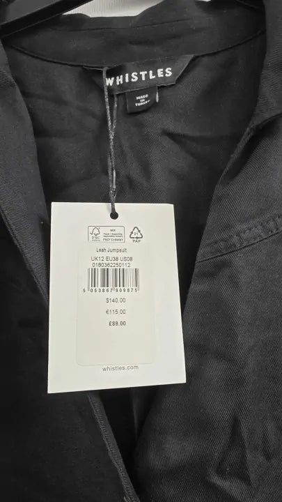 Whistles - Black Leah Jumpsuit - Black Size: Uk 12