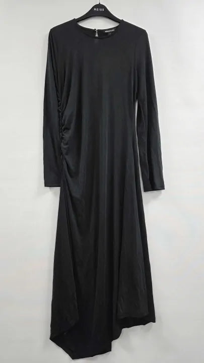 Whistles - Black Asymmetric Jersey Midi Dress - Black Size: Uk 12