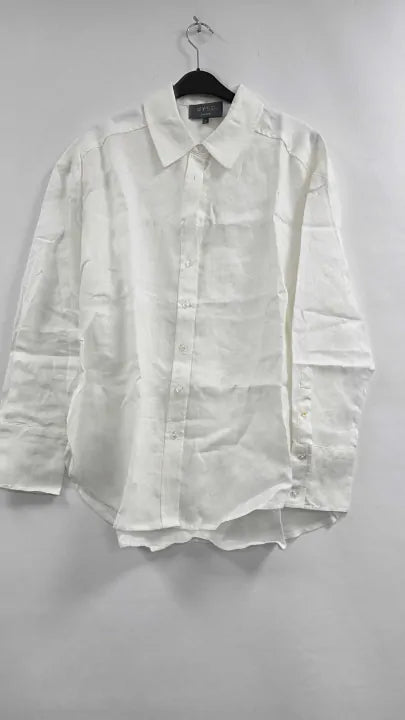 Wyse - White Thomasina Linen Shirt - White Size: Uk 10